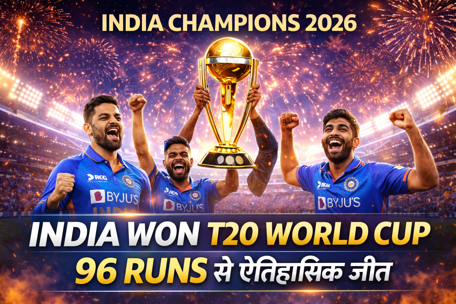 भारत ने जीता T20 वर्ल्ड कप – 96 रनों से ऐतिहासिक जीत